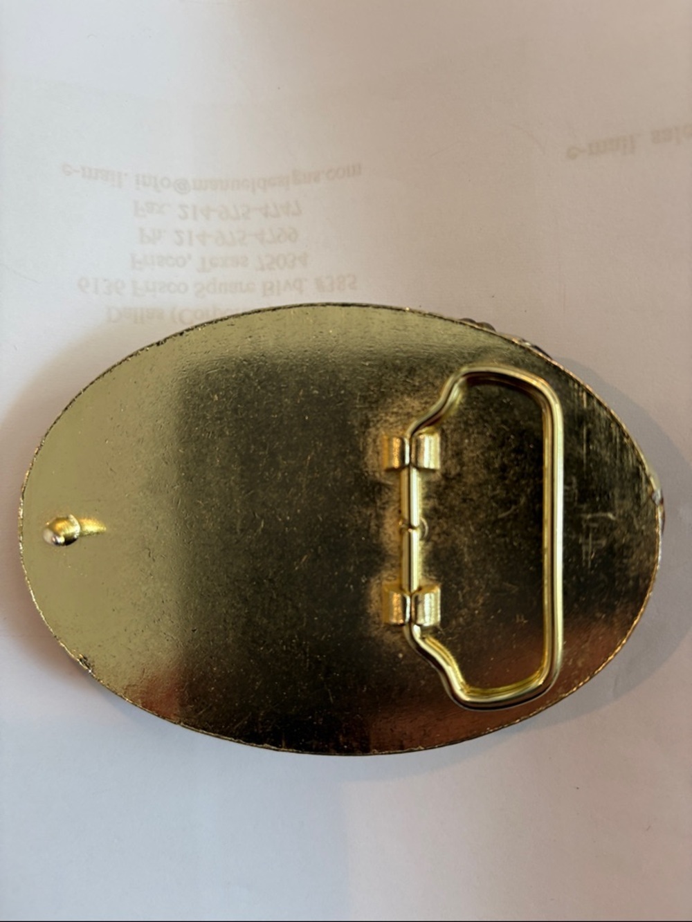 Vintage Gold-Tone Mixed Stone Cross Belt Buckle with Pink and Amber Accents - Picture 2 of 5
